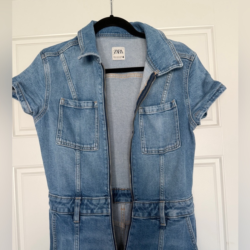 Zara Light Blue Denim Romper